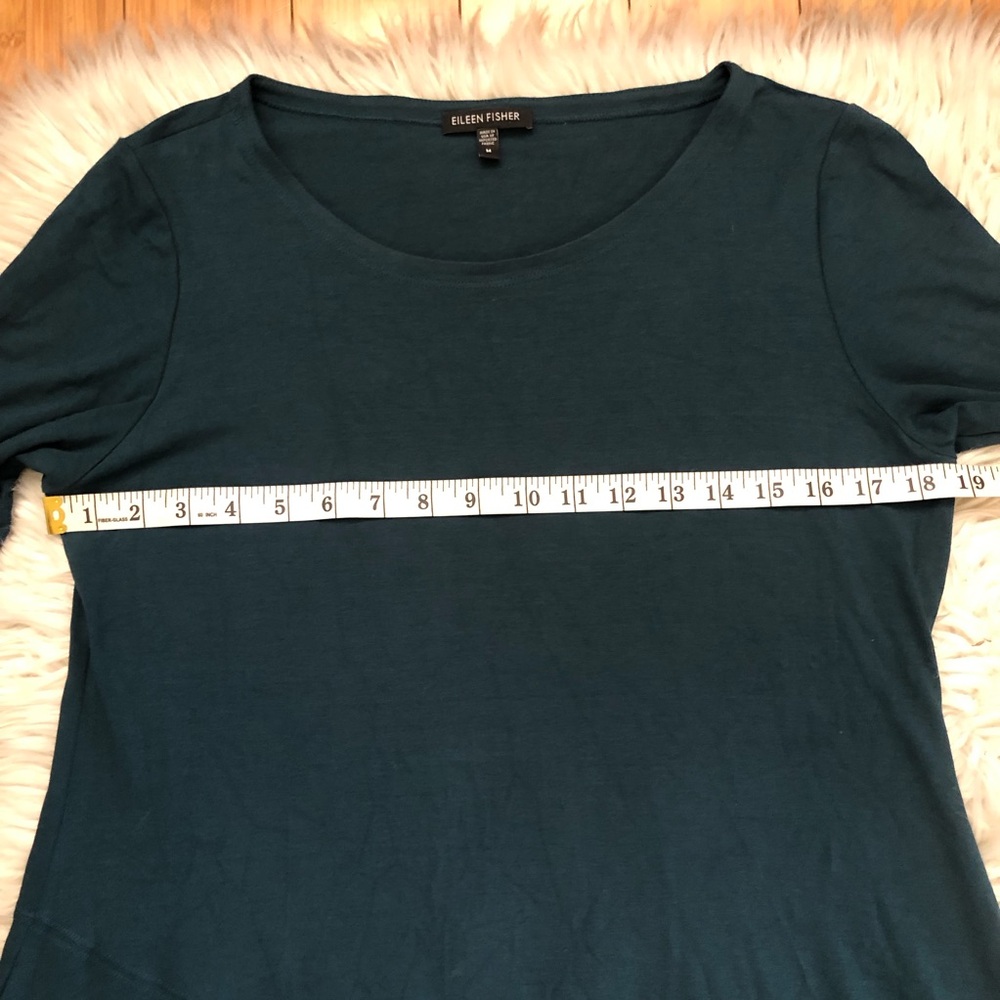 Eileen Fisher Minimalist Lagenlook 3/4 Sleeves Teal Green Womens Dress size M - Picture 8 of 10